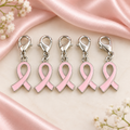 Pink Awareness Ribbon Clip-On Charm