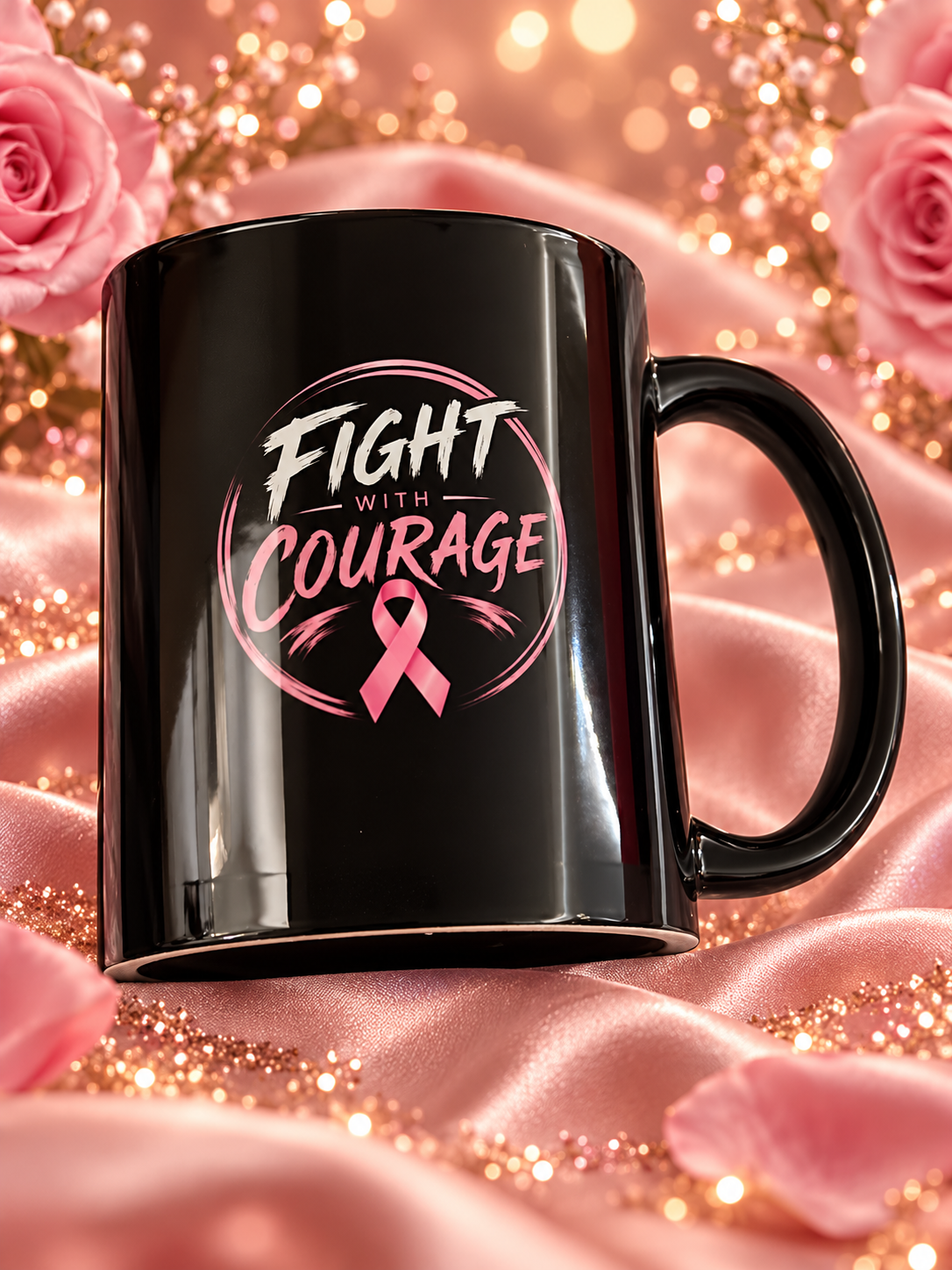 Fight With Courage – Black Cancer Awareness Mug (Preorder)